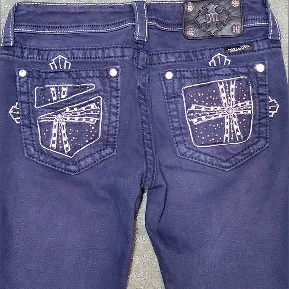 Miss Me Boot Cut Cross Embellished Bling Dark Wash Denim Jeans Womens Size 27 - Picture 7 of 13